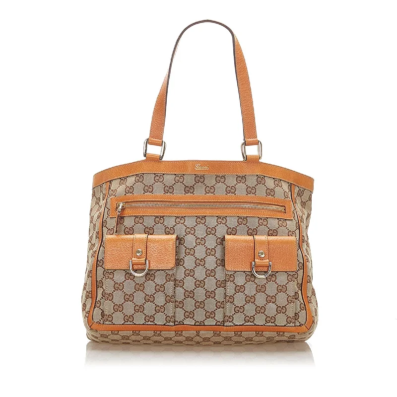 Ladies Gucci Dionysus bags with a chain - link shoulder strapGucci GG Canvas Abbey D Ring Tote Bag (SHG-17183)