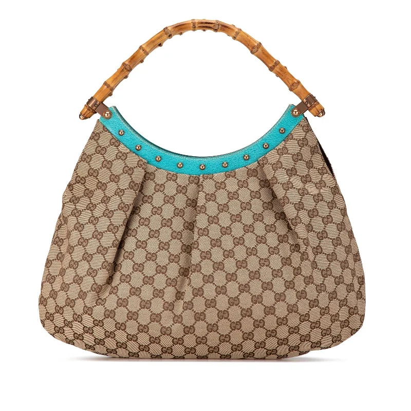 Gucci tote bags for women with a double - handle designGucci Gg Bamboo Studded Hobo Brown