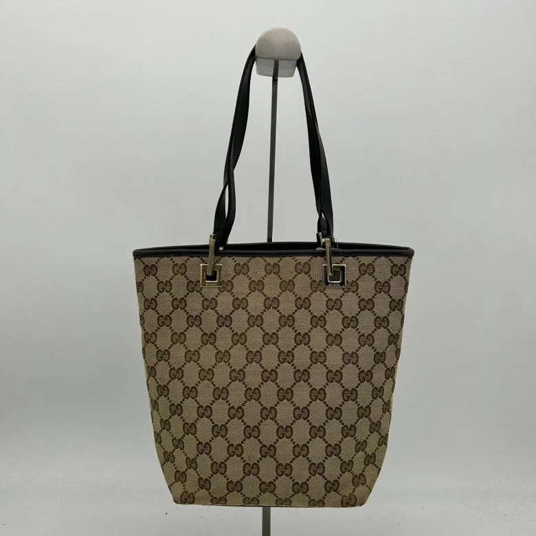 Women Gucci Sylvie bags with a detachable ribbon detailGucci GG Beige Canvas Shoulder Bag Black Leather Trim Medium