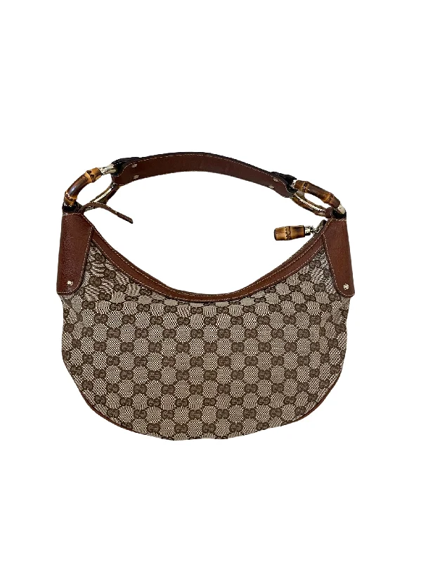 Gucci Marmont bags for women with quilted leather exteriorsGucci GG Bamboo Beige & Dark Brown Jacquard & Leather HandBag