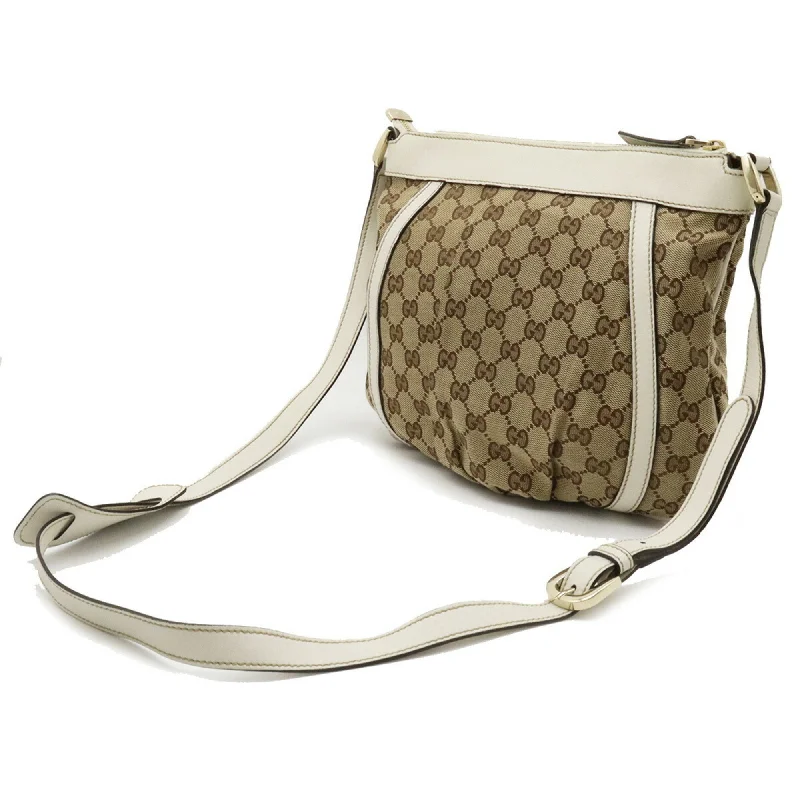 Gucci handbags for women with a back - zip pocketGucci GG Canvas Abbey Shoulder Bag Leather Khaki Beige Off-White White 203257