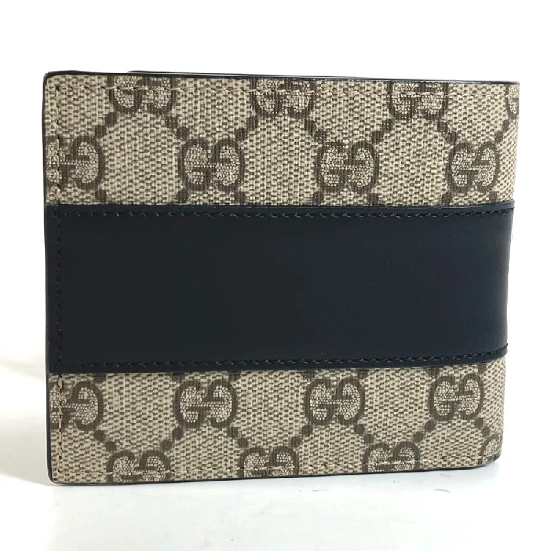 Women Gucci bags with a front - zip pocket for small itemsGUCCI Folded wallet 451240 GG Supreme Canvas Black x beige GG Supreme Eden mens Used