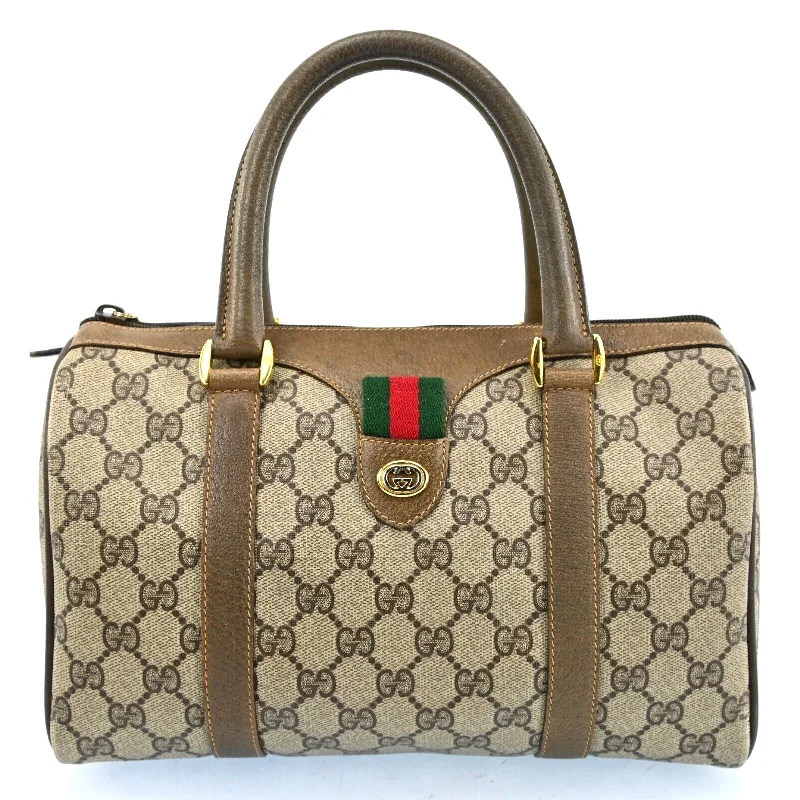 Gucci tote bags for women with a double - handle designGucci Web Sherry Line Boston Bag Pvc