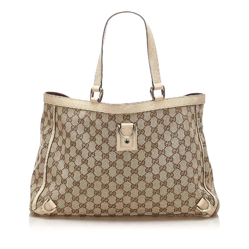 Women Gucci Sylvie bags with a crystal - embellished web stripeGucci GG Canvas Abbey D- Ring Tote Bag (SHG-14164)