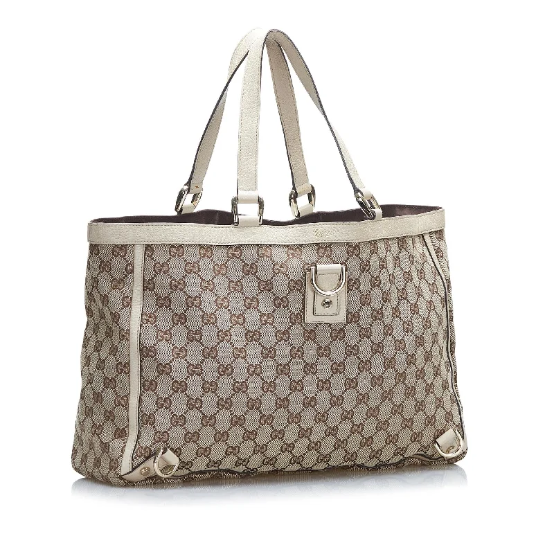 Ladies Gucci shoulder bags with a single - handle designGucci GG Canvas Abbey D-Ring Tote (SHG-gO6QPU)