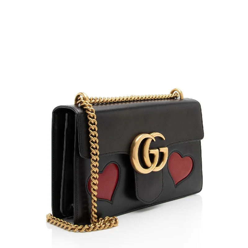 Gucci Marmont bags for women with quilted leather exteriorsGucci Calfskin Malaga Kid Heart GG Marmont Small Flap Bag (zpvPWY)