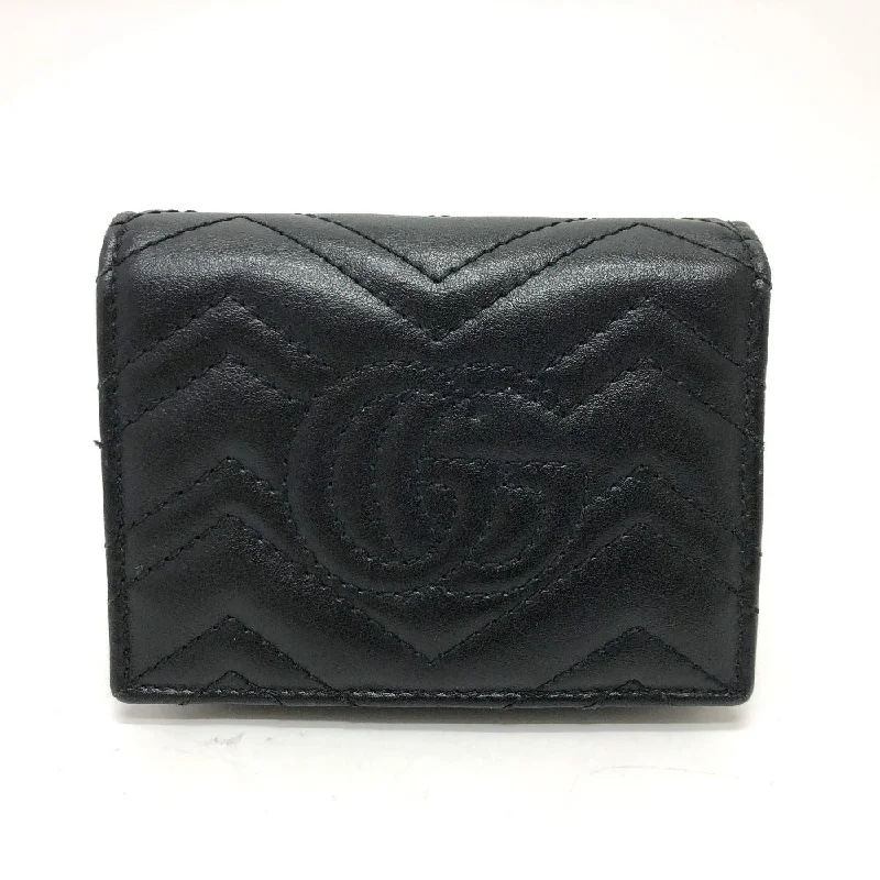 Gucci Marmont bags for women with quilted leather exteriorsGUCCI Folded wallet 466492 leather black GG Marmont quilting Women Secondhand