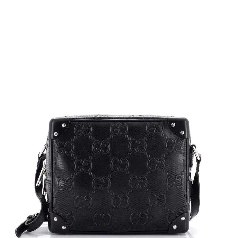 Gucci handbags for women with a patent - leather finishGucci Trunk Shoulder Bag Gg Embossed