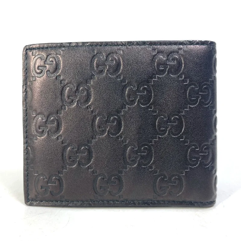 Women Gucci bags with interlocking G hardware for a classic lookGUCCI Folded wallet 145754 Sima leather Black type Compact wallet GG Guccisima mens Used