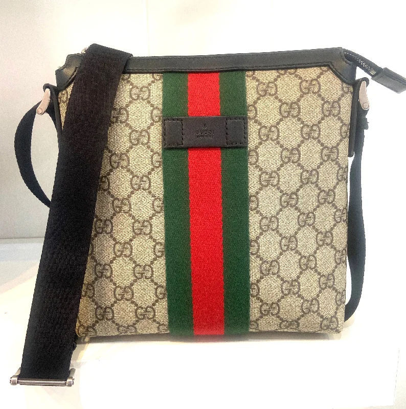 Ladies Gucci Dionysus bags with a detachable shoulder strapGUCCI GG SUPREME MONOGRAM WEB MESSENGER BAG