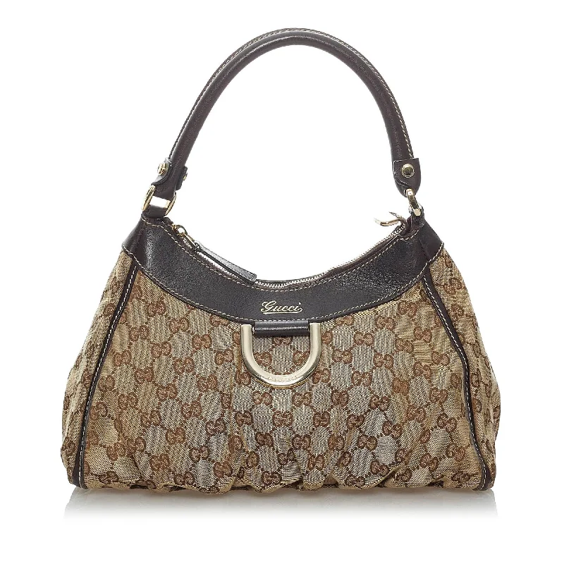 Women Gucci crossbody bags with a woven leather strapGucci GG Canvas Abbey D-Ring Shoulder Bag