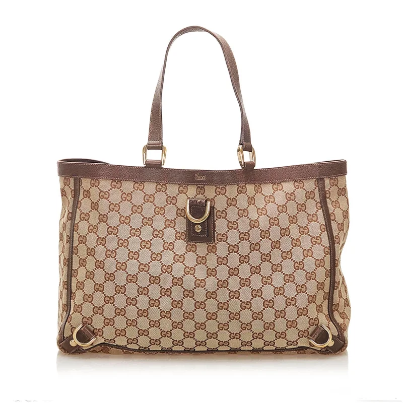 Ladies Gucci shoulder bags with a single - handle designGucci GG Canvas Abbey D- Ring Tote Bag (SHG-18455)