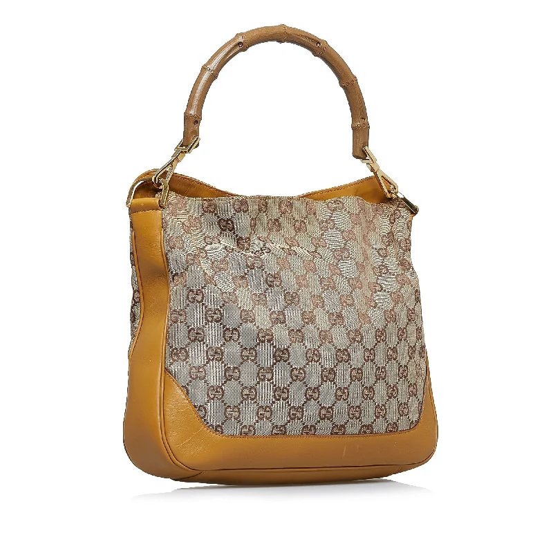 Women Gucci Sylvie bags with a detachable ribbon detailGucci GG Canvas Bamboo Web Satchel