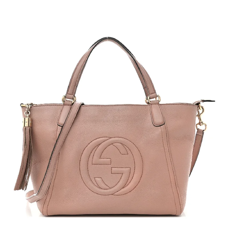 Ladies Gucci shoulder bags with a tassel decorationGucci Pebbled Calfskin Small Soho Top