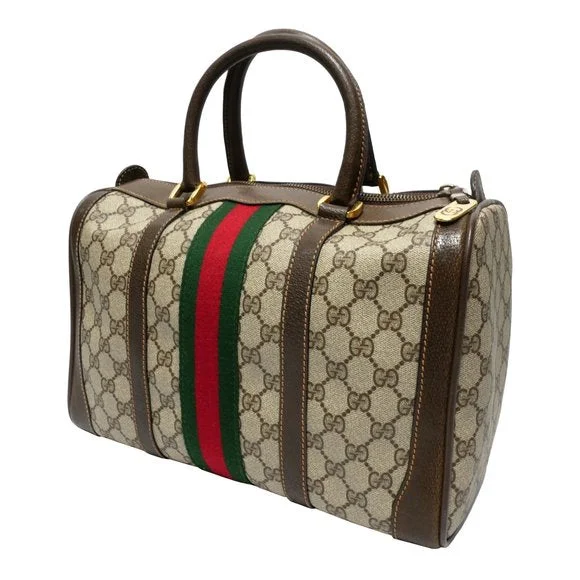 Women Gucci crossbody bags with a woven leather strapGUCCI GG SUPREME WEB VINTAGE BOSTON BAG