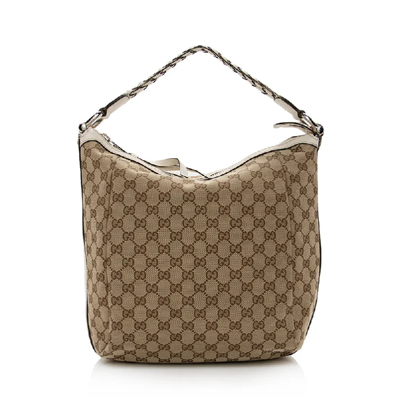 Small - sized Women Gucci shoulder bags for evening outingsGucci GG Canvas Bamboo Bar Medium Hobo