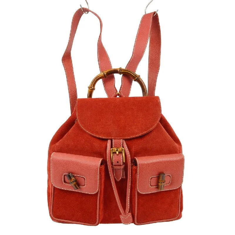 Gucci Marmont bags for women with a snakeskin - effect panelGucci Red Suede Bamboo Backpack