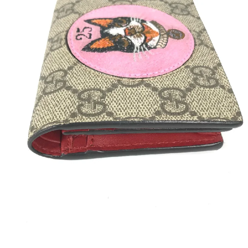 Women Gucci Sylvie bags with a monogram - embossed leatherGUCCI Folded wallet 506277 GG Supreme Canvas Beige x pink GG Supreme BOSCO BOSCO applique dog Women Secondhand