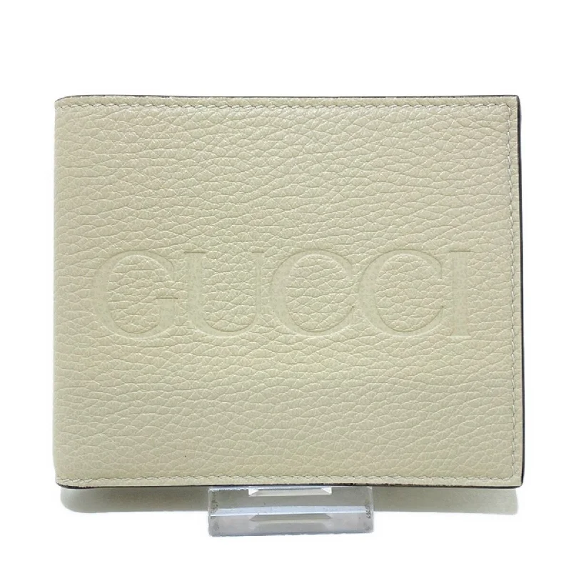 Ladies Gucci shoulder bags with a magnetic - closure flapGucci Logo Cream Leather - Bifold