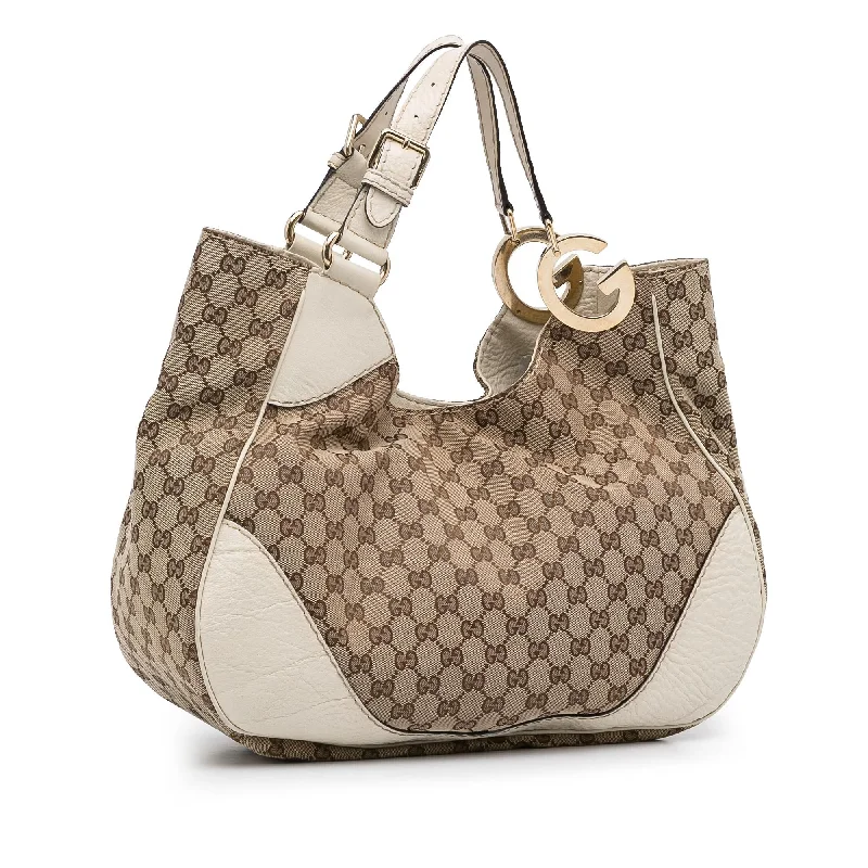 Gucci tote bags for women with a printed Gucci logoGucci GG Canvas Charlotte Tote (SHG-V1X5T0)