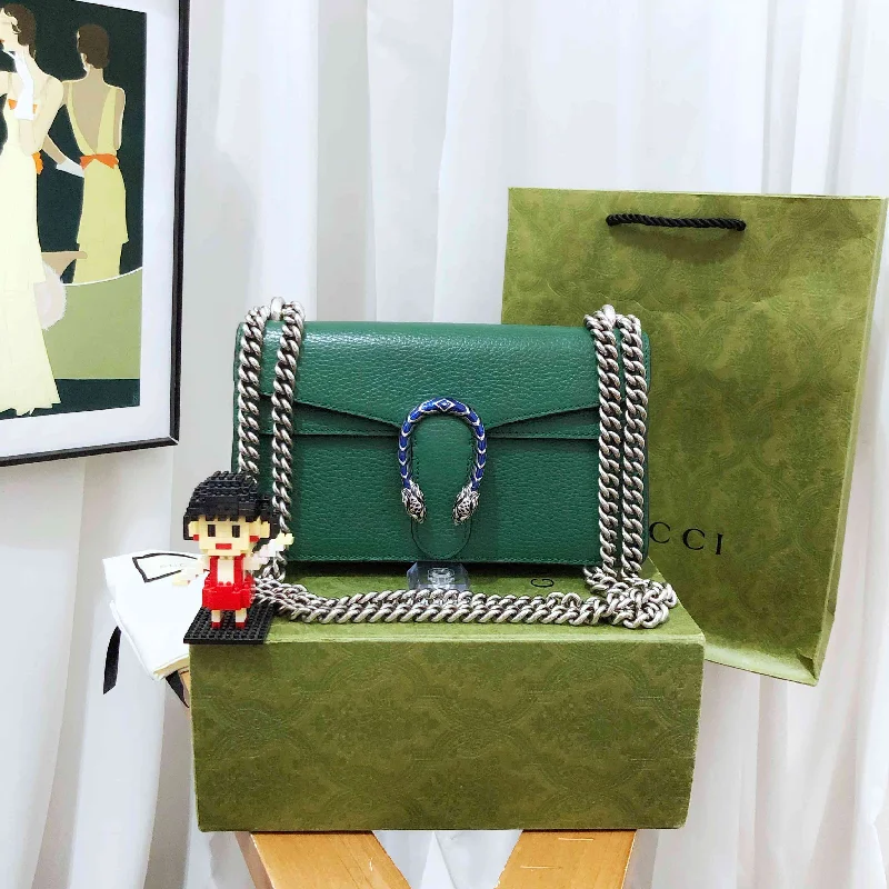 Gucci tote bags for women with a spacious interiorGucci Dionysus Green Leather Shoulder Bag Medium