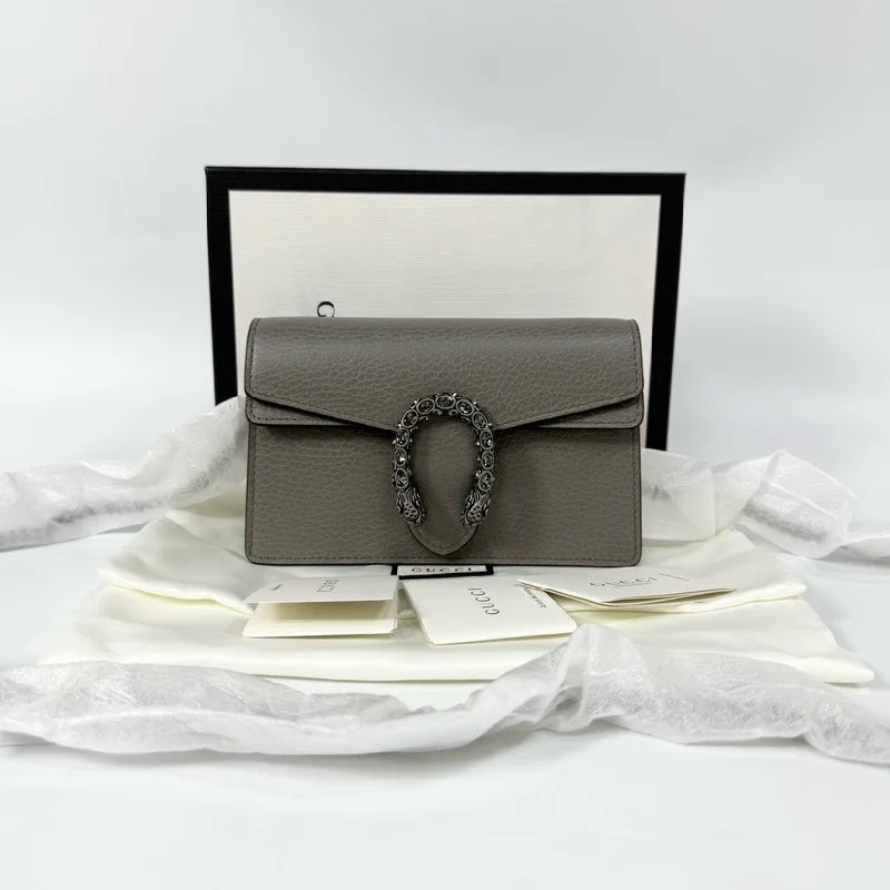 Ladies Gucci Dionysus bags with a detachable shoulder strapGucci Dionysus Gray Leather Wallet 16x10cm Full Set