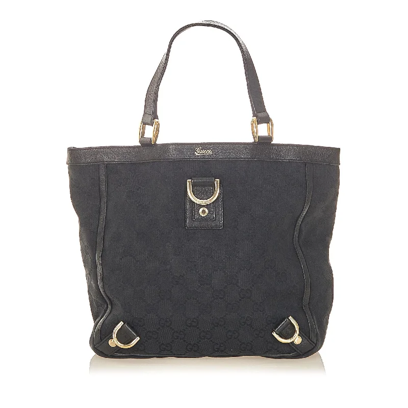 Women Gucci bags with interlocking G hardware for a classic lookGucci GG Canvas Abbey D-Ring Tote Bag (SHG-19978)