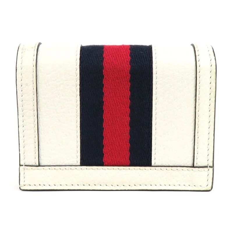 Women Gucci bags with a magnetic snap closure for easy accessGucci Folio Wallet GG Marmont Leather/Canvas Off-White/Navy/Red Gold Unisex 523155