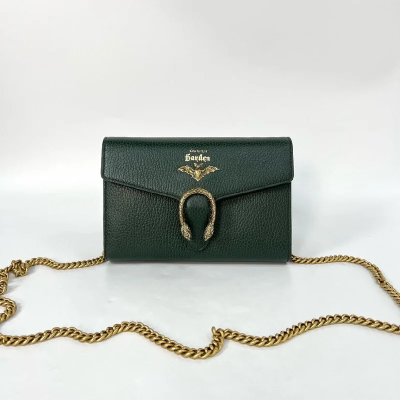 Ladies Gucci shoulder bags with a tassel decorationGucci Dionysus Garden Green Leather Wallet On Chain 20x4x14cm