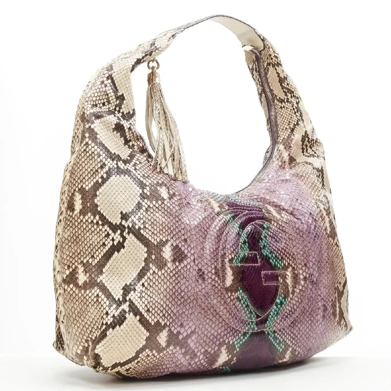 Gucci handbags for women with a metal - framed claspGUCCI GRAPE MULTICOLOR PYTHON SOHO SHOULDER BAG