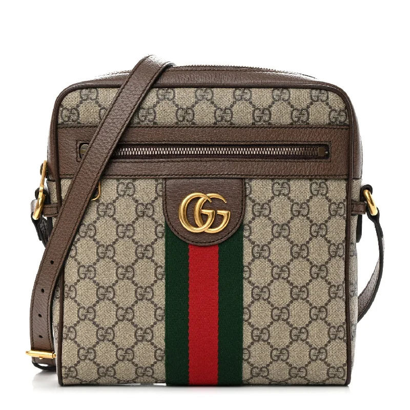 Small - sized Women Gucci shoulder bags for evening outingsGUCCI GG SUPREME MONOGRAM WEB OPHIDIA MESSENGER BAG