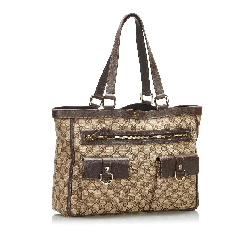 Gucci tote bags for women with a double - handle designGucci GG Canvas Abbey Tote (SHG-65TZUa)