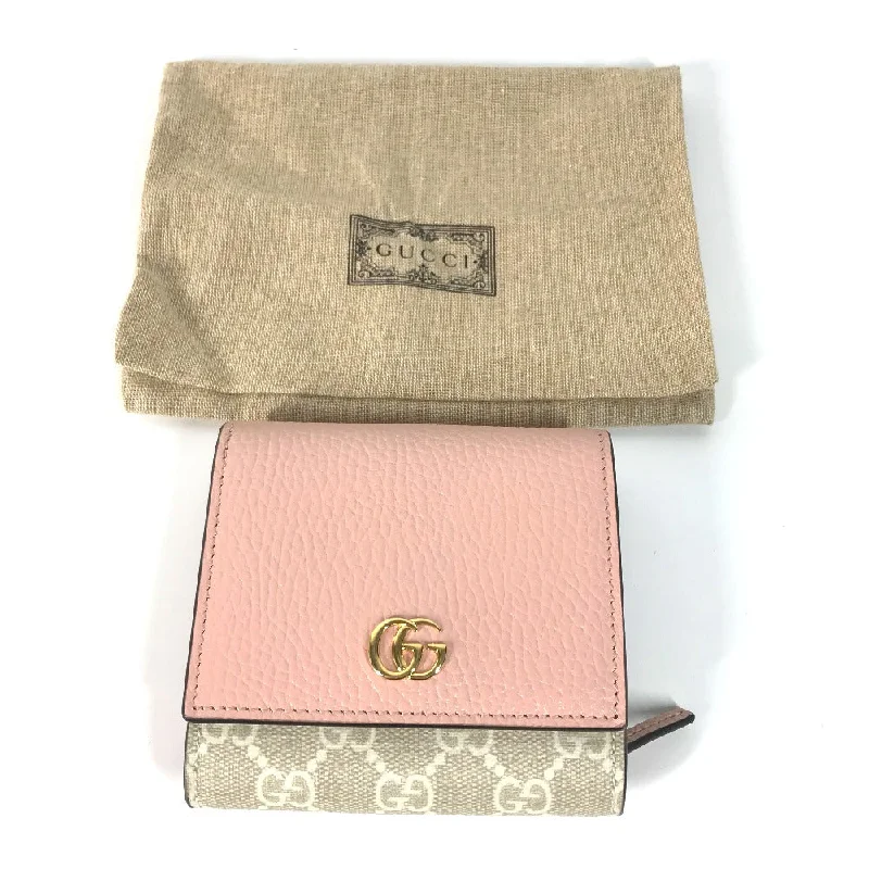 Women Gucci backpacks with a luxurious leather finishGUCCI Folded wallet 598587 GG Supreme Canvas Pink x Beige type GG Supreme GG Marmont Women Secondhand