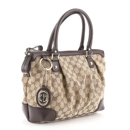 Women Gucci bags with a chain - link trim and a leather bodyGUCCI SUKEY ORIGINAL GG TOP HANDLE BAG