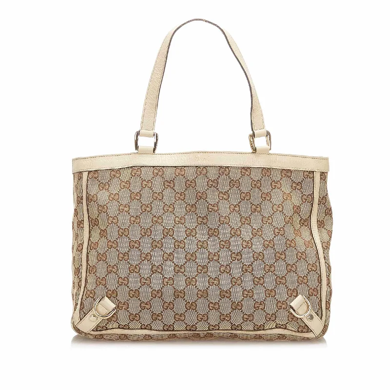 Women Gucci tote bags in GG Supreme canvas for a branded feelGucci GG Canvas Abbey D- Ring Tote Bag (SHG-18054)