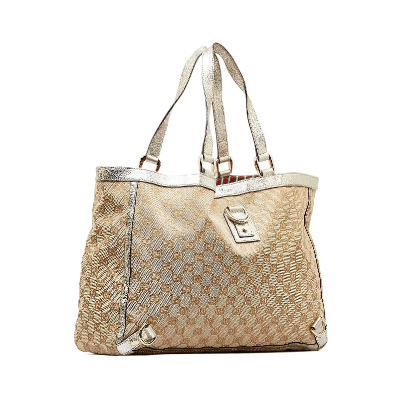 Ladies Gucci shoulder bags with a magnetic - closure flapGucci GG Canvas Abbey D-Ring Tote (SHG-OsQin9)