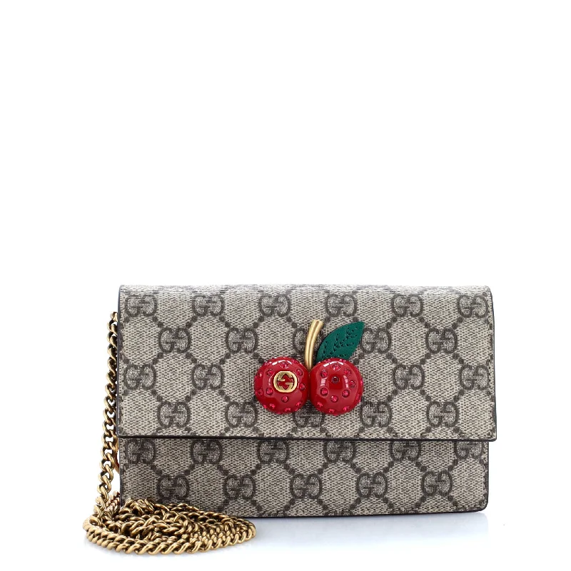 Cherries Wallet on Chain GG Coated Canvas Mini