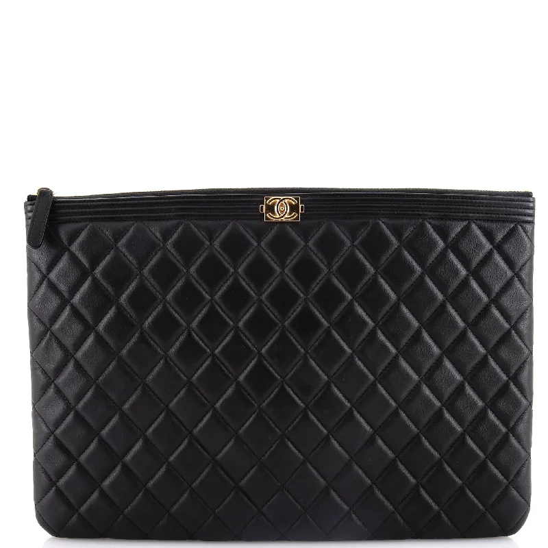 Boy O Case Clutch Quilted Lambskin Large