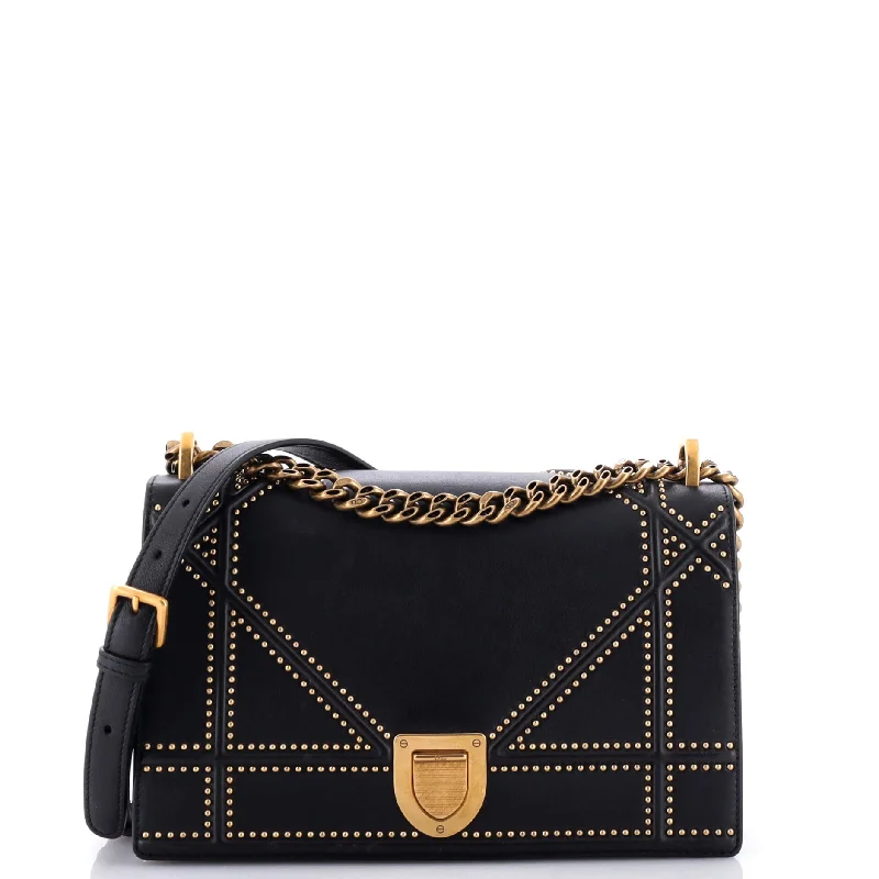 Diorama Flap Bag Studded Leather Medium