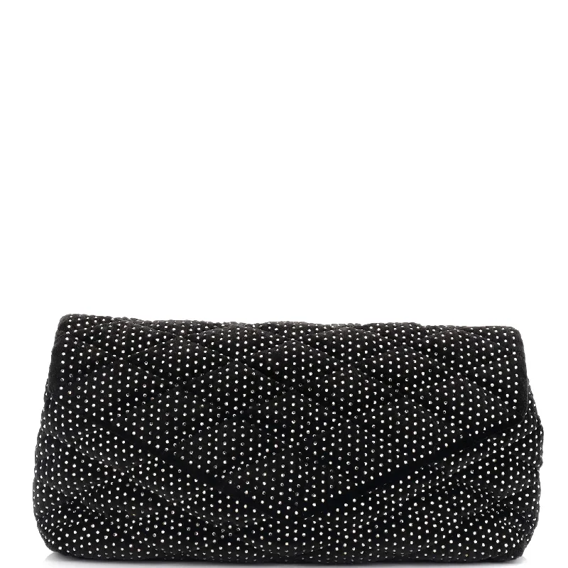 Sade Puffer Envelope Clutch Crystal Embellished Velvet Large