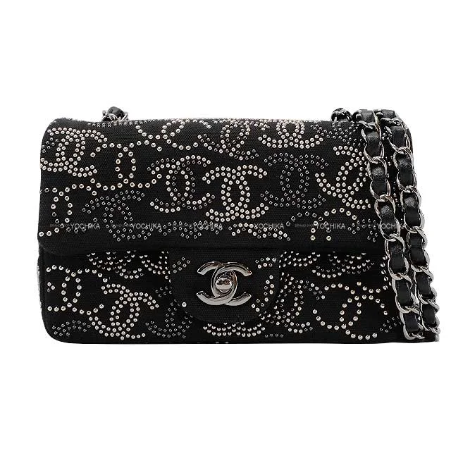 Chanel leather bags for everyd2010AW Limited Paris Shanghai Collection CHANEL Chain wallet Noir (Black) Cotton Silver