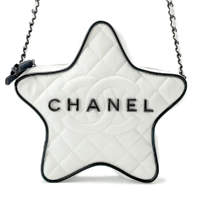 Chanel bags with iconic gold chainsCHANEL Star ChainShoulder Bag White AS4579 Satin