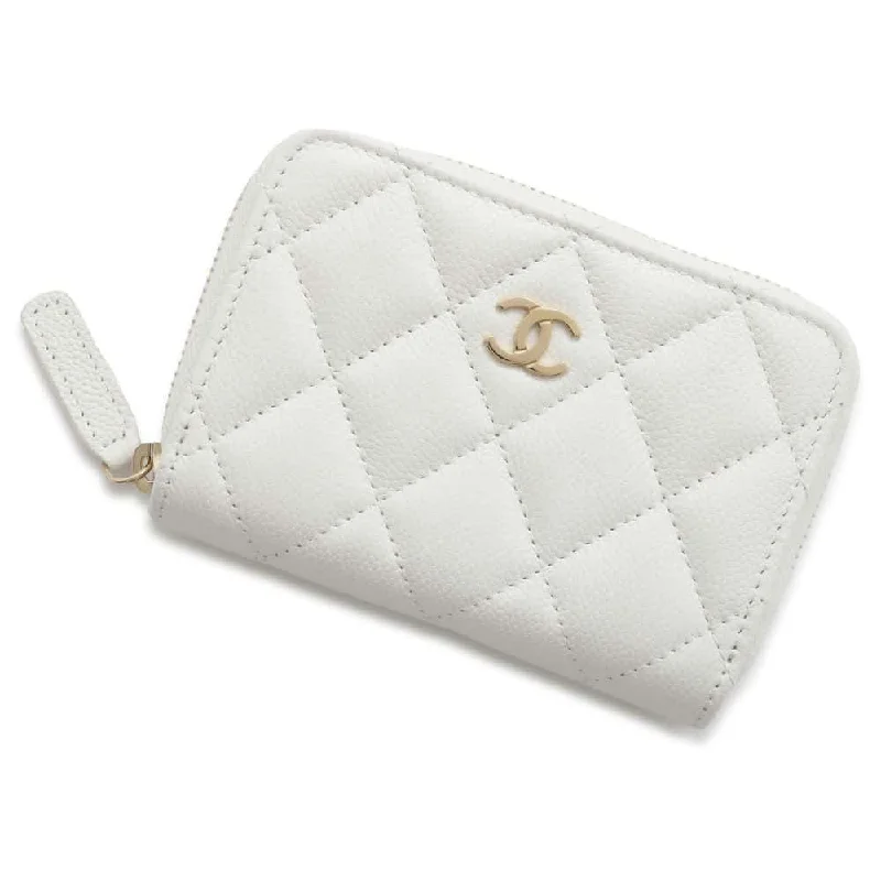 Chanel Lightweight Handbag for Daily ErrandsCHANEL Matelasse Classic Zip Coin Purse White AP0216 Caviar Leather