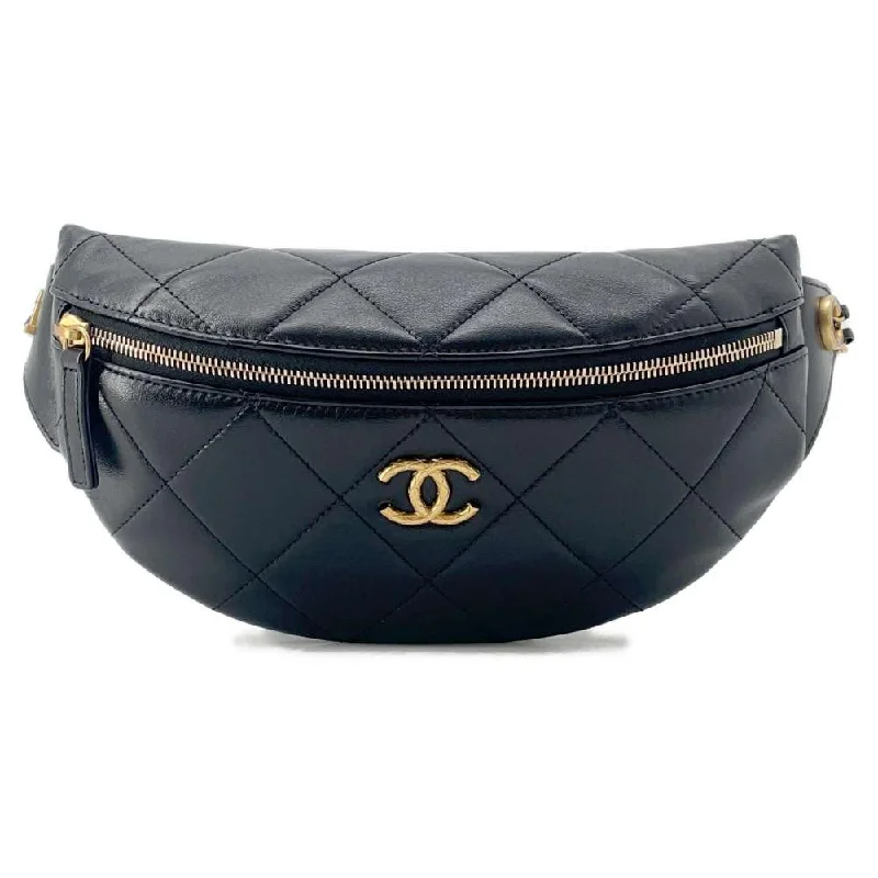 Chanel Classic Flap Bag for Evening PartyCHANEL Matelasse Waist Bag Crossbody Bag Black AS4860 Lambskin Enamel