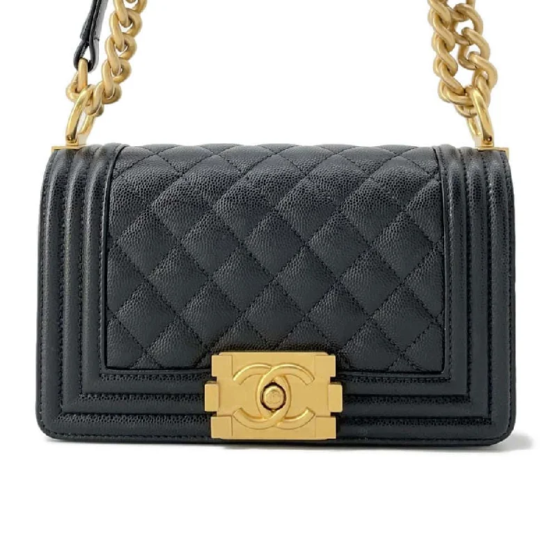 Chanel bags for the minimalist fashionCHANEL Boy Chanel ChainShoulder Black A67085 Caviar Leather Size Small