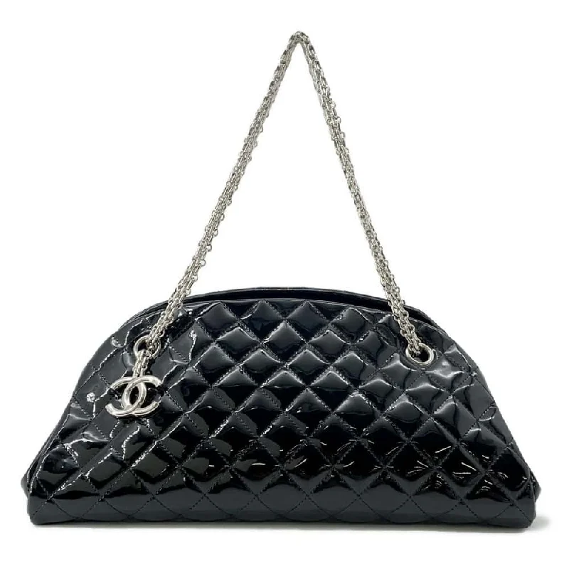 Chanel bags as wedding day accessoriesCHANEL Mademoiselle Bowling Bag Black A50556 Patent Leather