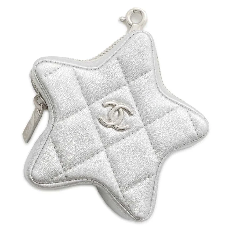 Chanel New Arrival Handbag with Gold HardwareCHANEL Star motif coin purse Silver Lambskin