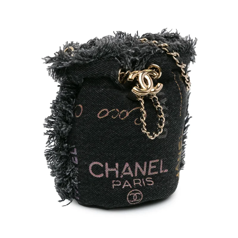 Chanel bags with chain and leather strap combinationsChanel Mini Denim Mood Bucket with Chain (B4ElfD)