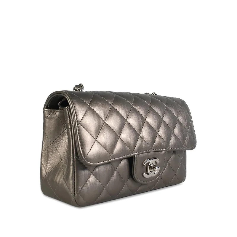 Chanel bags with gold, silver, and pearl accentsChanel Mini Rectangular Classic Metallic Calfskin Single Flap (IFLFGn)