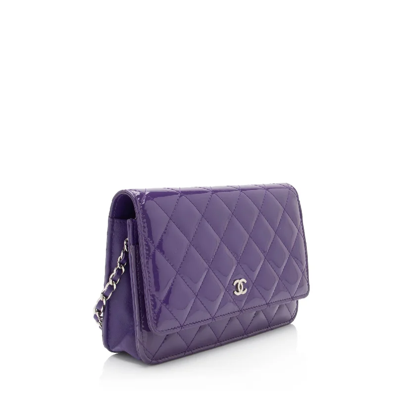 Chanel bags available in bold colors and patternsChanel Patent Leather Classic Wallet on Chain Bag